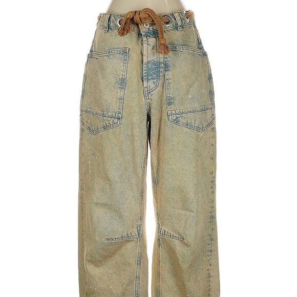 WE THE FREE Moxie Pull-On Barrel Jeans in Cowboy Khaki Sz 24 or 25 - runs big - Picture 15 of 16
